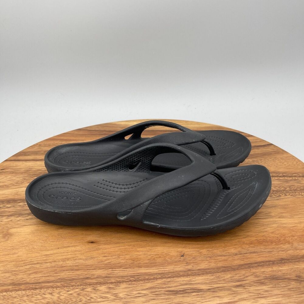 Crocs Kadee II Sandals Womens Size 9 Black Flip Flops Water Shoes Beach Summer